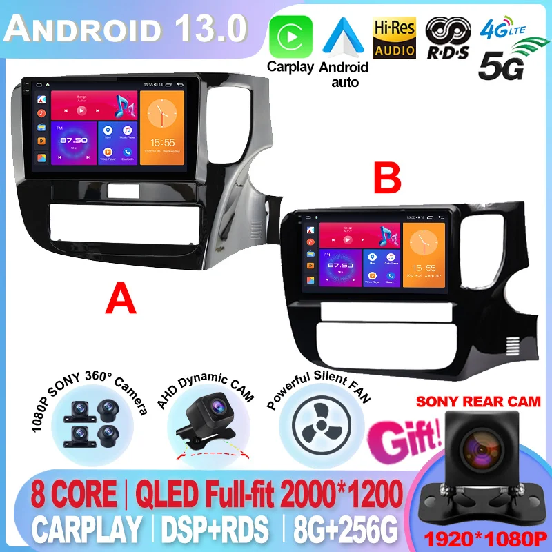 

For MItsubishi Outlander 3 2012 - 2021 Android 13 Auto No 2 Din 2din DVD Car Radio Multimedia Video Player Navigation GPS