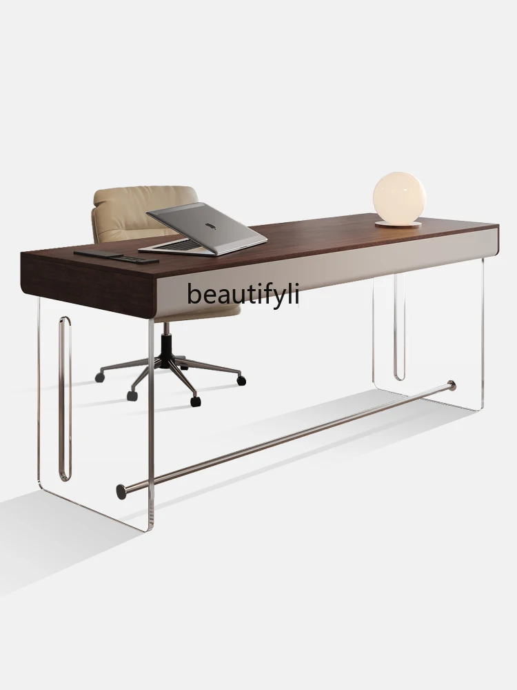 Solid Wood Desk Study Home Designer Light Luxury Modern Simple High-Grade Acrylic Suspension Computer Desk