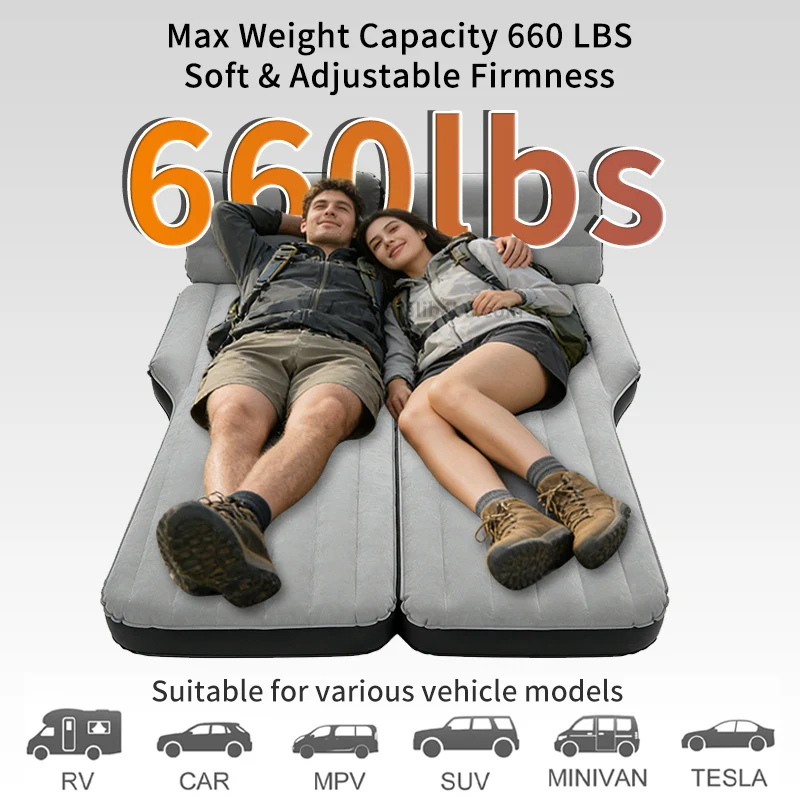 STLF Outdoor Camping Upgraded SUV Trunk Blow up Sleep Mat Flocked Back Seat Quick Inflation Travel Bed Car Air Mattress for Road