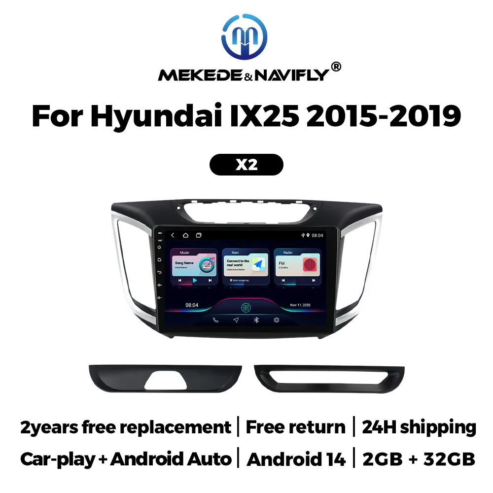 Android 14 Car Radio Carplay For Hyundai IX25 2015 2016 2017 2018 2019 WIFI Android-Auto Navigation GPS Multimedia Player Stereo