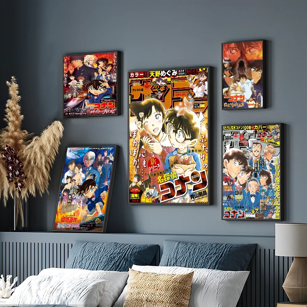 Japanese Detective Conan Anime  Movie Sticky Posters Vintage Room Home Bar Cafe Decor Vintage Decorative Painting