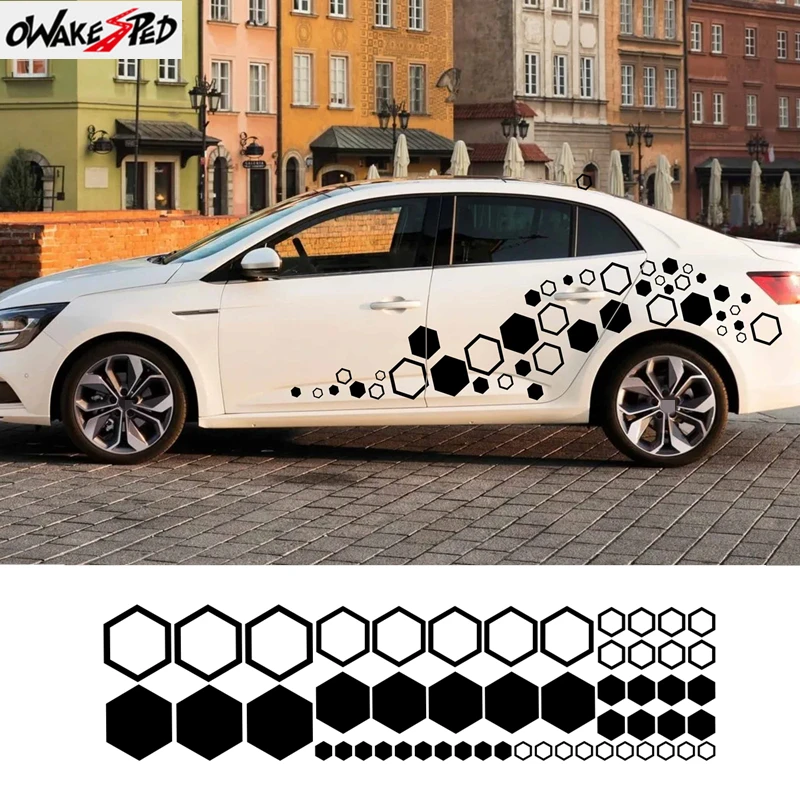 

52pcs Honeycomb Auto Vinyl Decals Large and Small Combination Hexagonal Stickers DIY Car Body Cool Styling Open Style Decoration