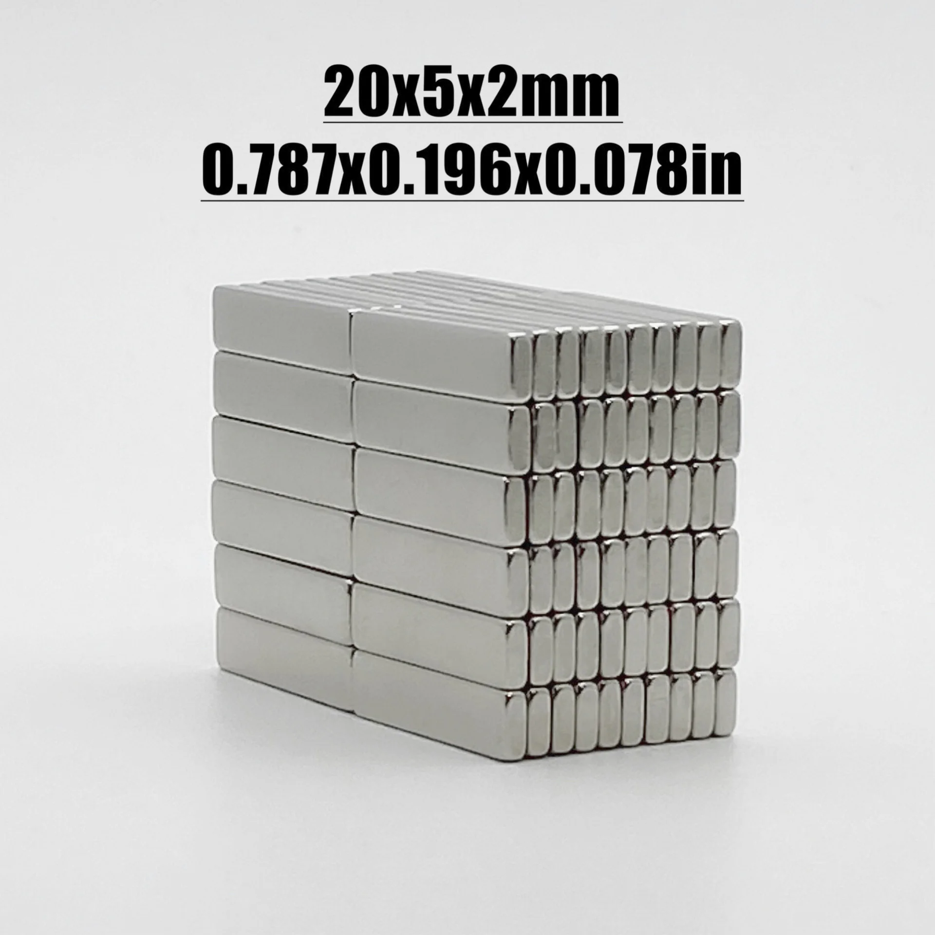 10-1000pcs 20x5x2mm Magnet Neodymium Magnet N35 NdfeB Permanent Magnetic Imanes Magnets Square Shape 20*5*2 Magnet Accessory