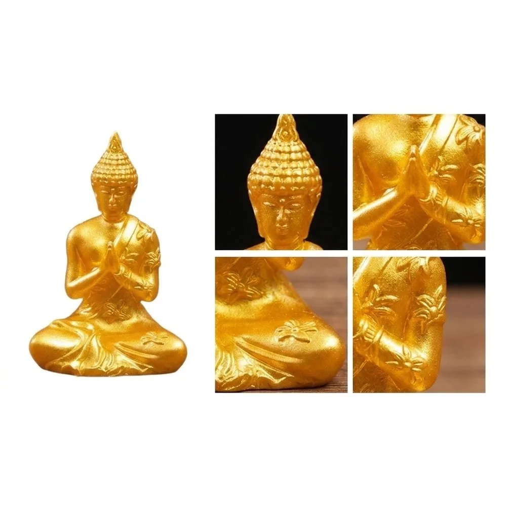 Spiritual Home Ornament Golden Buddha Statue For Special Occasion Gifts Intricate Craftsmanship Details Artistic Elegant Design