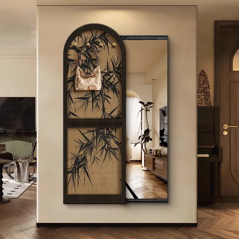 Medieval style push-pull full-body mirror decorative painting retro hanging painting hidden dressing mirror
