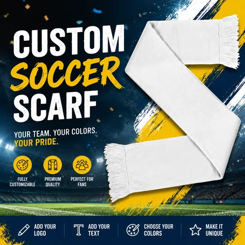 Customized Football Fan Scarf Double Sided Jacquard Knitted Soccer Club Scarves Sports Team Celebration Props Personalized Gift