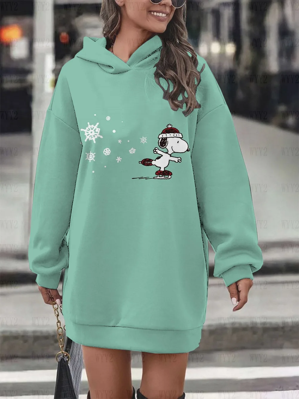 Snoopy Print Fashion Hoodie Sweatshirt New Christmas Series Women\'s Hoodie Dress Autumn and Winter Sweater Dress