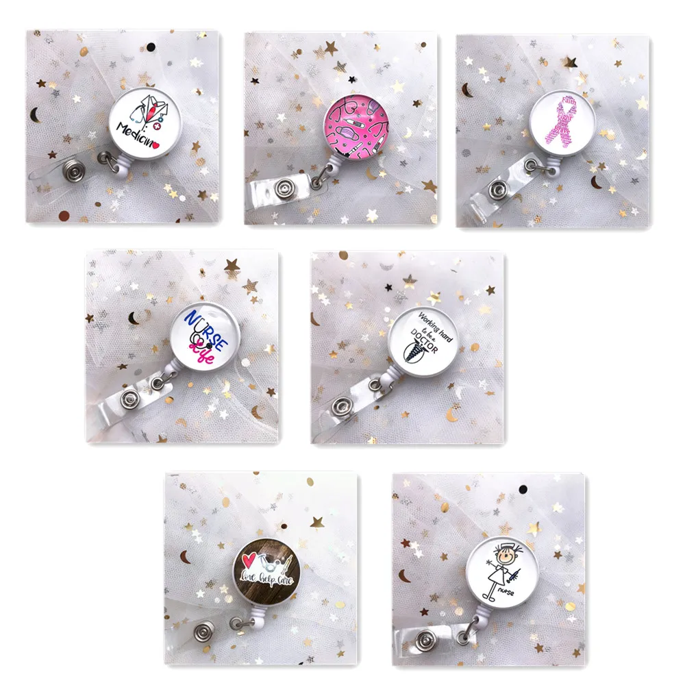 Office Supplies Cute Medicine Reel Clip Cartoon Badge Holder Retractable Badge Reel Nurse Doctor Name Card Holder