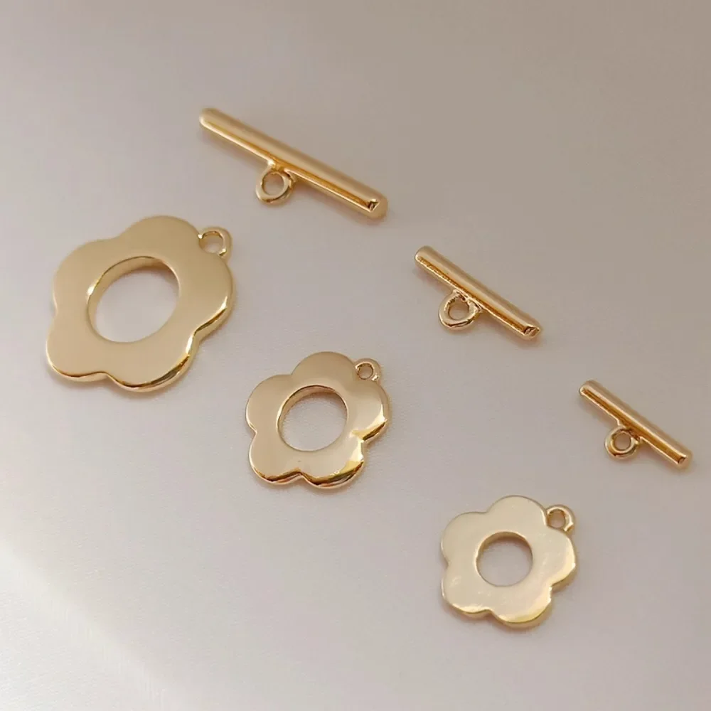 

14k Gold-plated Link Buckle IQ Buckle Necklace Bracelet Buckle Plum Blossom-shaped Diy Accessory, 10mm Multiple Sizes