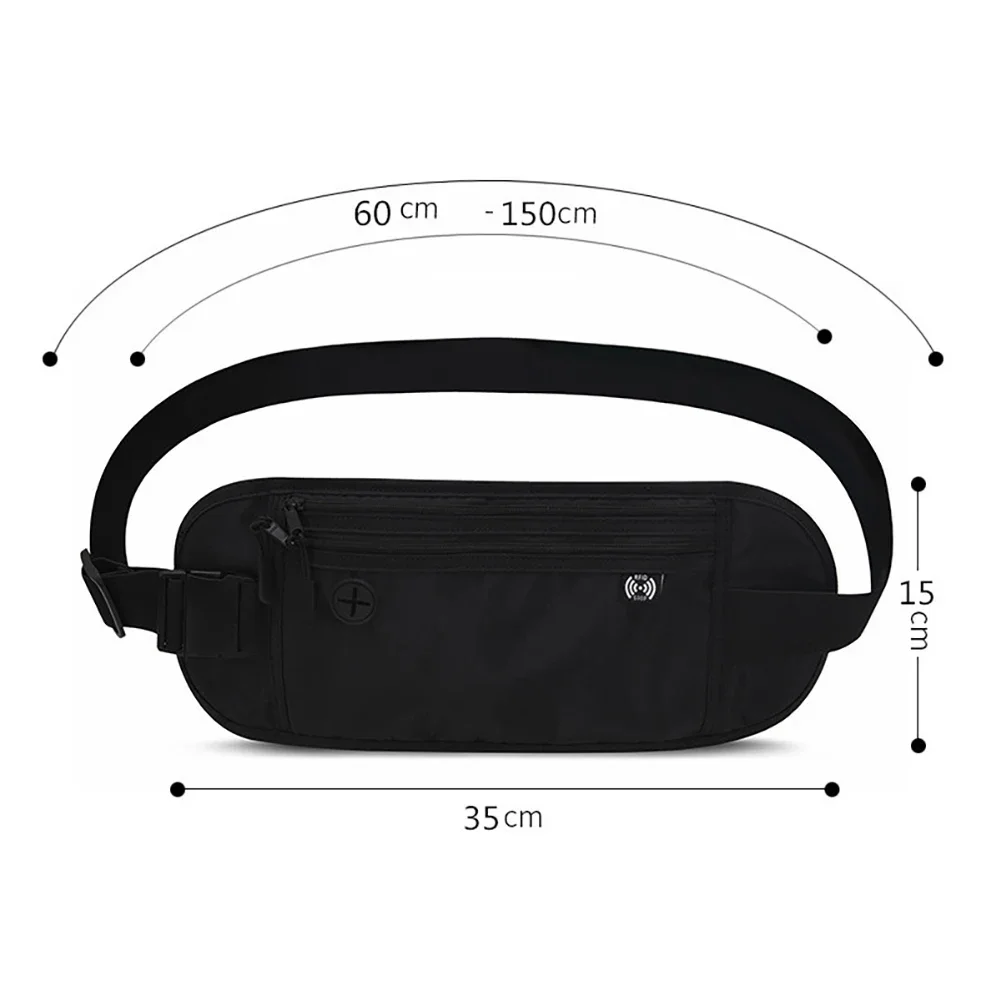 Fanny Pack Pouch Waterproof Mobile Phone Case Waist Bag Two-layer Zipper Ticket Passport Storage Outdoor Security Wallet