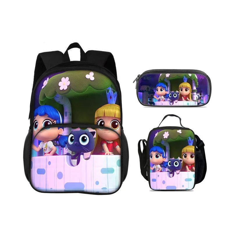 True and the Rainbow Kingdom Round Front Bag Backpack Pen Bag Ice Bag 3Pcs Set Cartoon Print Kindergarten Children and Students