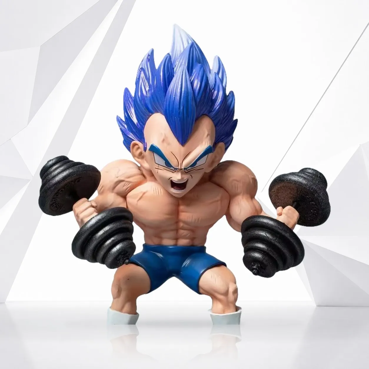 Figura Coleccionable de Anime de Dragon Ball: Goku Sentado Versión Entrenamiento con Mancuernas y Guantes, Figura Musculosa Saiyan para Decoración