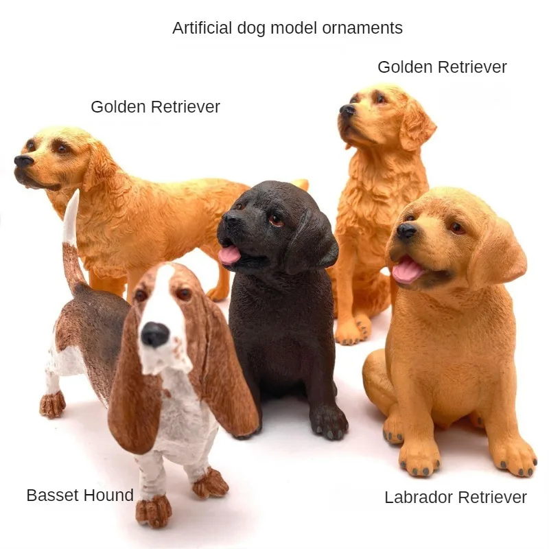 Simpatici giocattoli per cani in miniatura per bambini, con Golden Retriever solido e realistico, Labrador, Beagle e Basset Hound