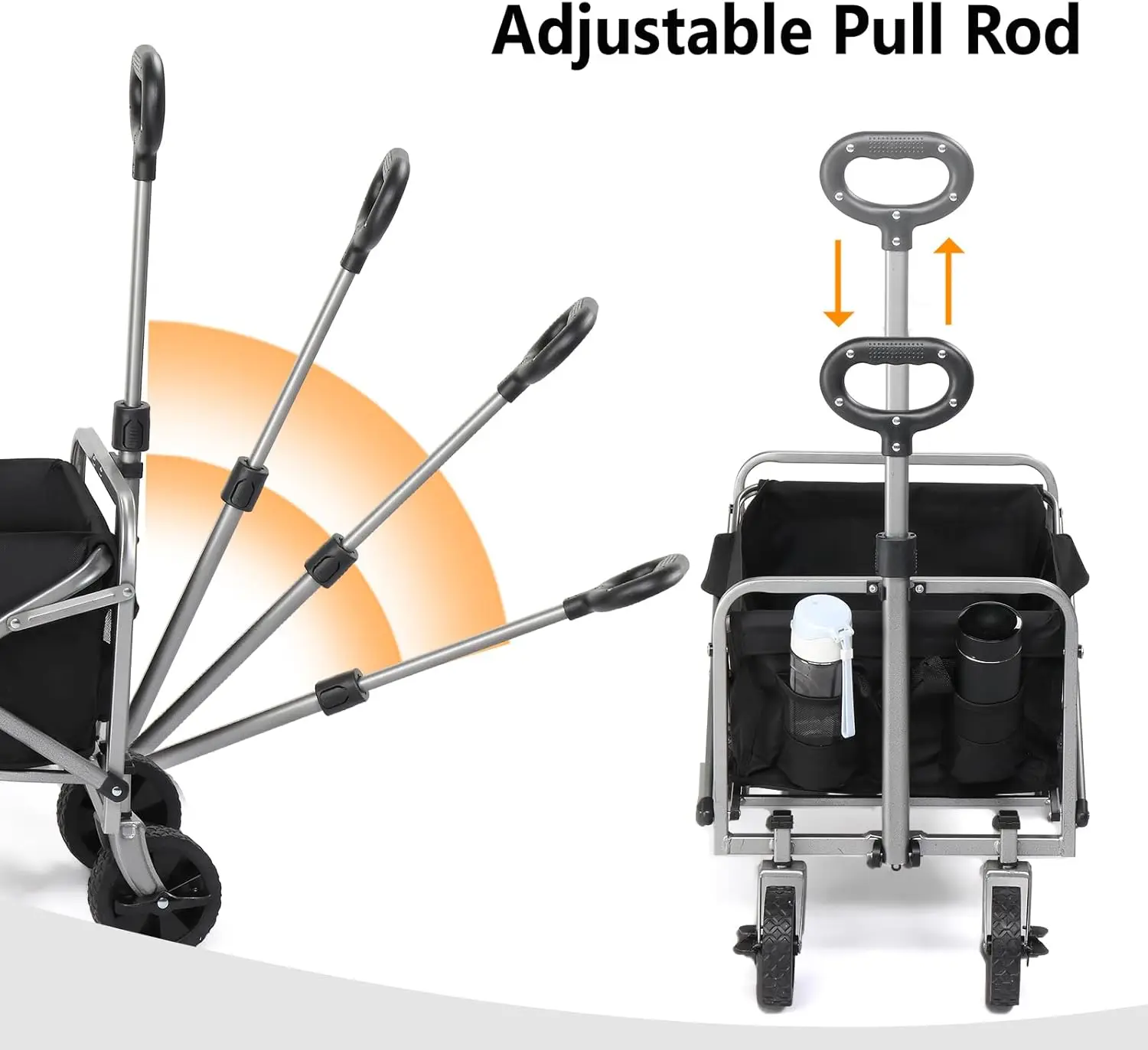 عربة شاطئية قابلة للطي بعجلات كبيرة لبقالة الرمال ، عجلات لجميع التضاريس ، عربة بقالة الحديقة لحديقة التسوق P