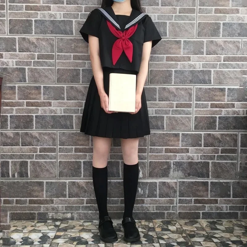 Plus size Japanese Black School Uniform Cosplay Costumes Game Anime Girls JK Uniform Outfit Sailor Cos Party BL Men Sissy CD TS