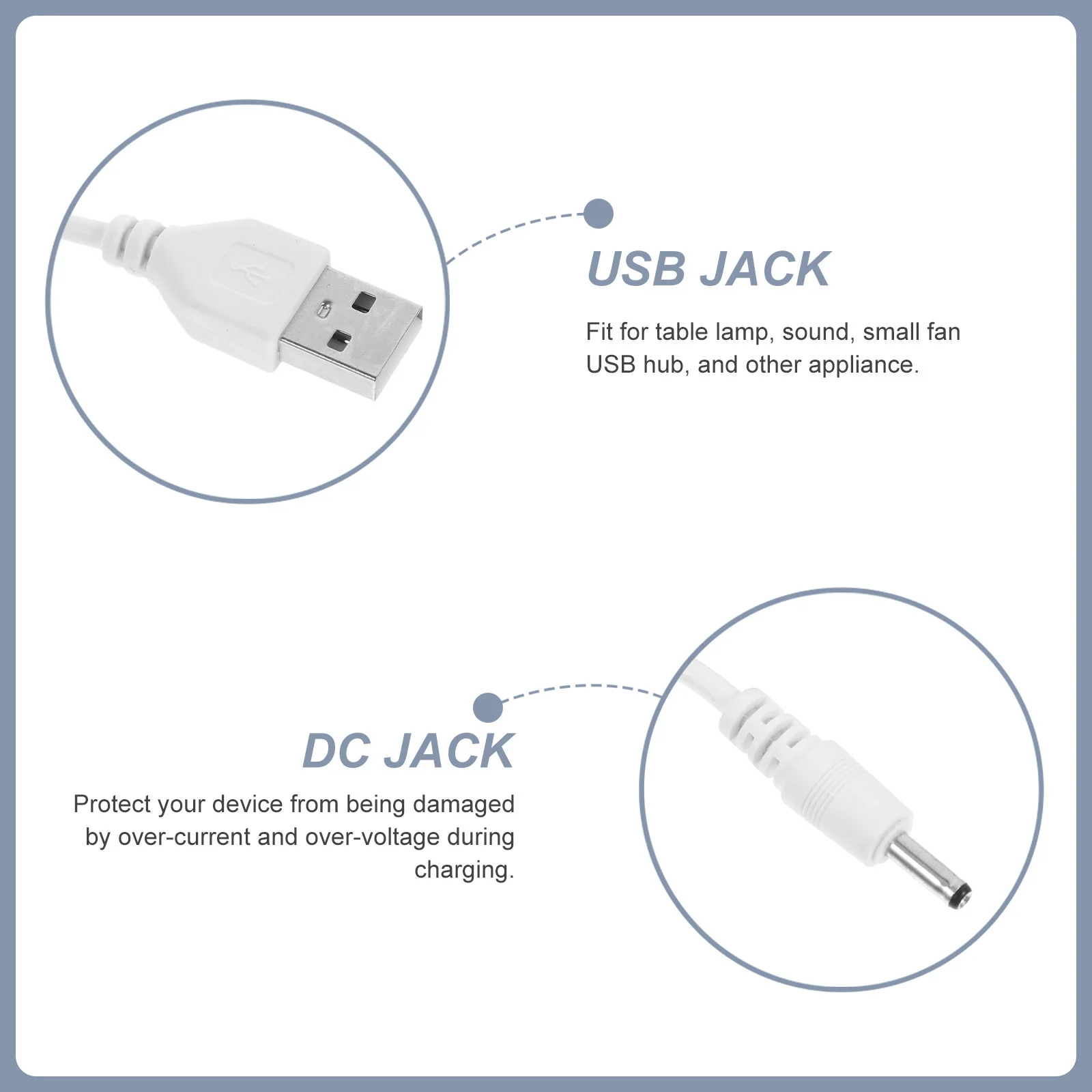 

2 шт. USB-кабель питания постоянного тока 3,5x1,35 мм, прочный сменный зарядный кабель, шнур для адаптера мелкой бытовой техники