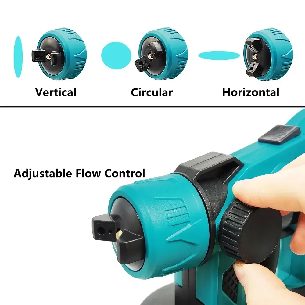 Imagem -04 - Pistola Pulverizadora Elétrica sem Escova Pulverizador de Tinta sem Fio Aerógrafo de Revestimento de Aço para Móveis Automotivos para Bateria Makita de 18v sem Bateria