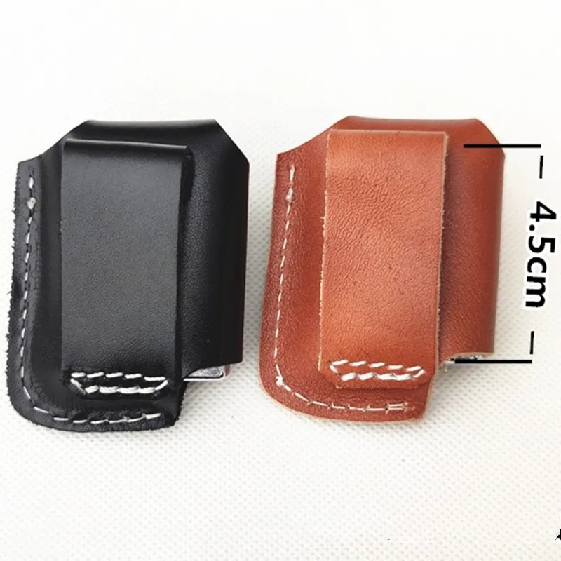 Genuine Leather Lighter Case Cowhide Custom Protective Sleeve Lighter Storage Belt Bag Handmade for Zipp Lighter Shell