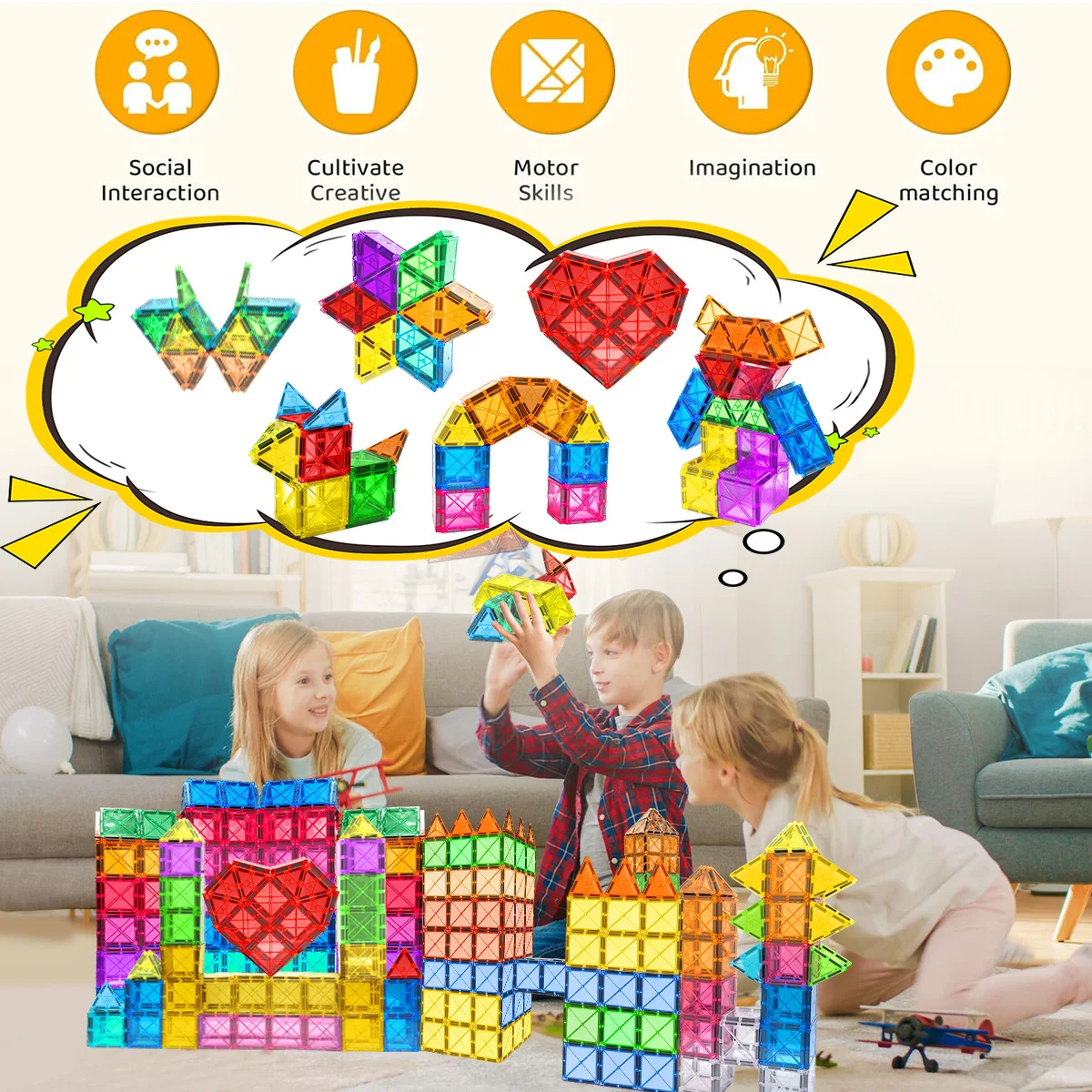 Blocs de construction magnétiques Montessori, 30/50/100 pièces, ensemble de jouets éducatifs pour enfants, jeu pour garçons et filles, cadeaux