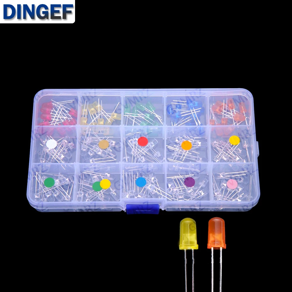 15-valores-​-​-caixa-de-componentes-com-150-leds-de-5mm-10-pecas-de-cada-cor-azul-branco-roxo-vermelho-laranja-amarelo-rosa-verde