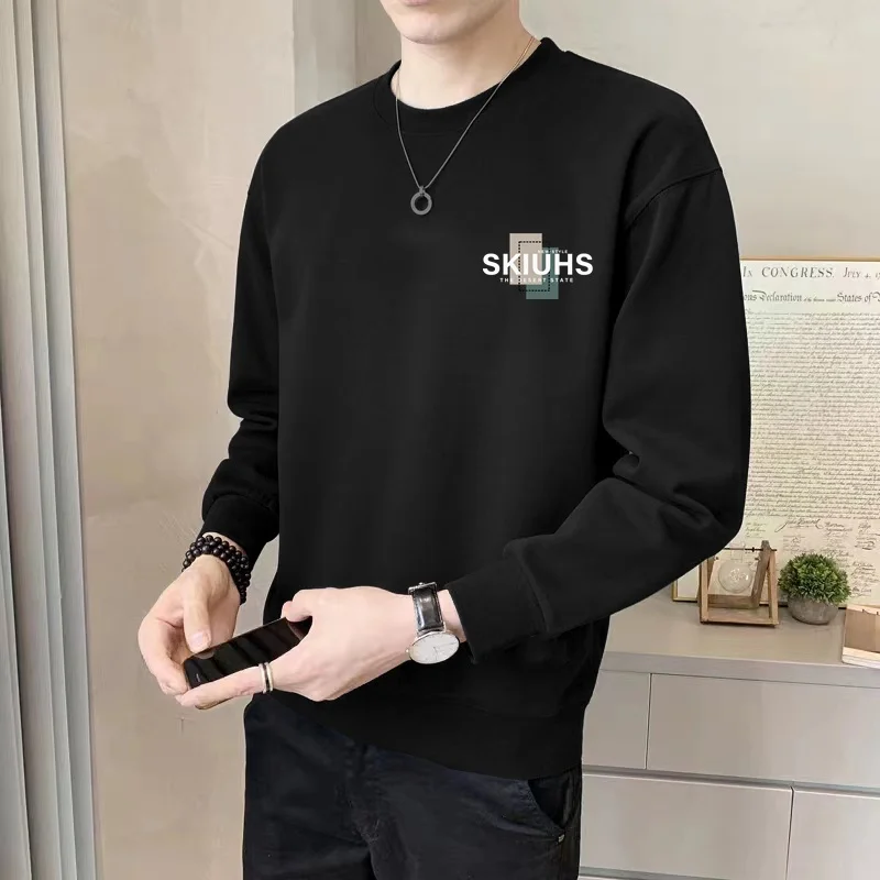 

Мужская толстовка свободного кроя с длинными рукавами, повседневный топ, весенне-осенняя спортивная одежда в гонконгском стиле, модная универсальная уличная одежда