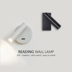 Modern LED Wall lights Rotatable Adjustable Reading Lights Bedroom Bedside Living Room Study Room Household Lighting Fixtures