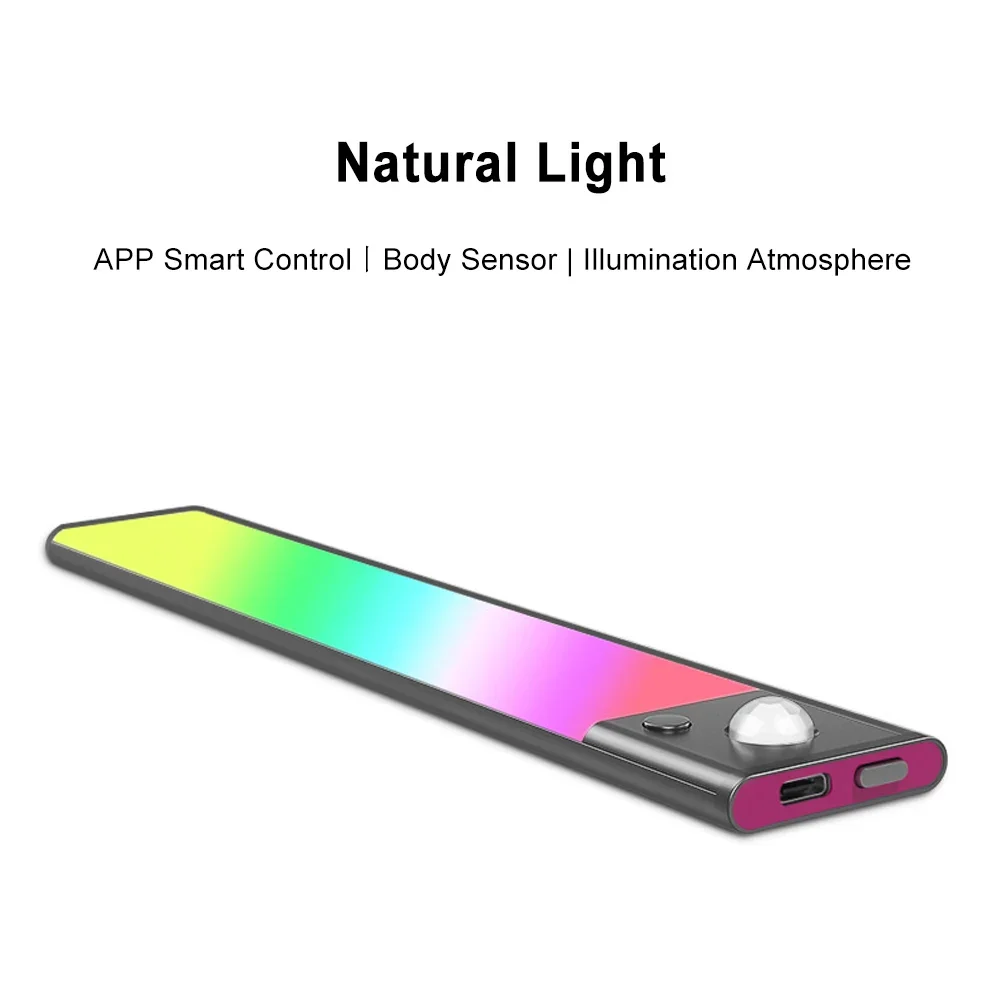 Imagem -02 - Sensor sem Fio Led Night Light Movimento Strip Usb Recarregável Rgb Lamp Decoração do Quarto Atmosfera Light For Cloconjunto Gabinete Escadas