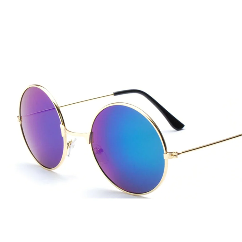 

Retro Hippie Round Metal Sunglasses Color Changing Lens Soft Nose Pads Driving Cycling Hiking Hippie Sunglasses