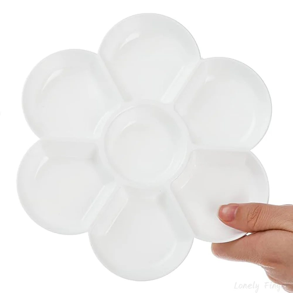 

Paint Tray Palettes with 7 Wells, White Plastic Paint Mixing Tray Watercolor Painting Dish for Oil Art, Gouache, Easy to Clean