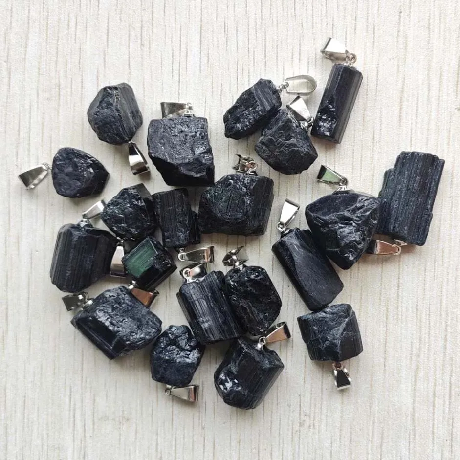 Natural Black tourmaline Fashion Healing Reiki irregular pendants findings diy jewelry making 24pcs wholesale free shipping