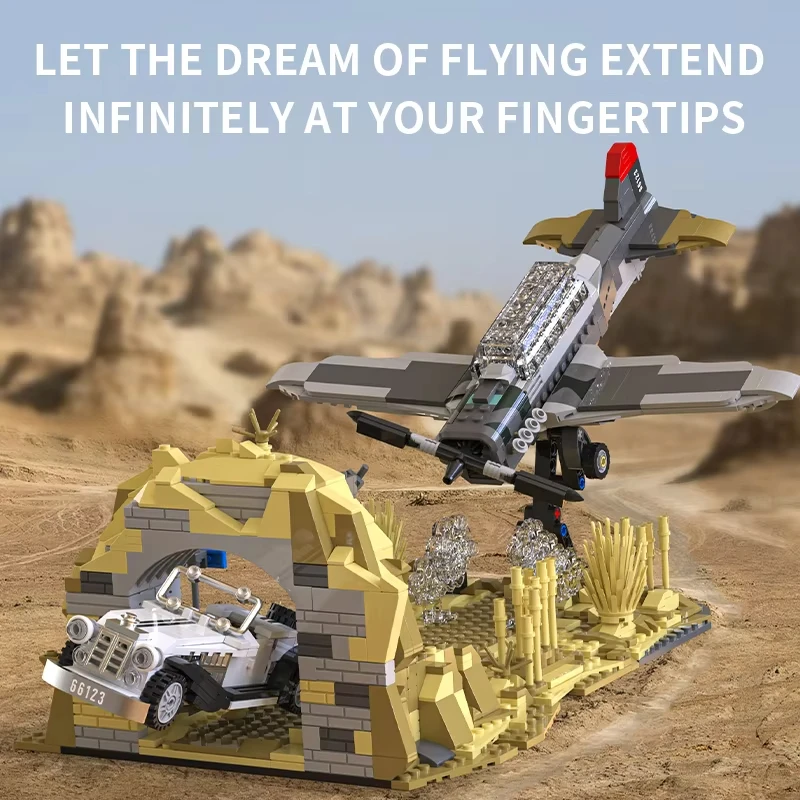 

1233pcs Military Indianaed Crusade Fighter Building Blocks MOC For Jones Classic Airplane Movie Vehicle Sky Props Toys Gifts