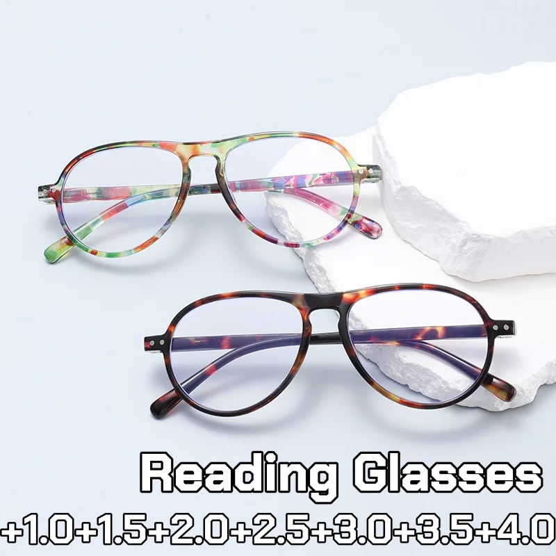 

Colorful Printing Reading Glasses Fashion Large Frame Anti Blue Light Presbyopia Glasses Women Men Stylish HD Far Sight Eyewear