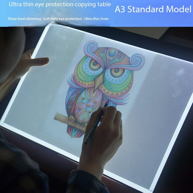 A3 LED Copying Table Children Drawing Board Transparent Copying Table Adjustable Brightness Night Light Notebook