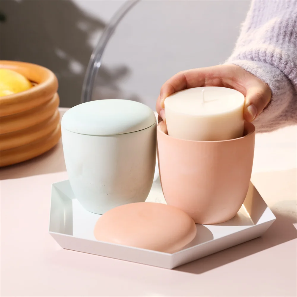 Boowan Nicole Candle Jar Silicone Mold and 7oz Candle Refill Mold Reusable Concrete Cement Candle Vessel Mold Home Decor