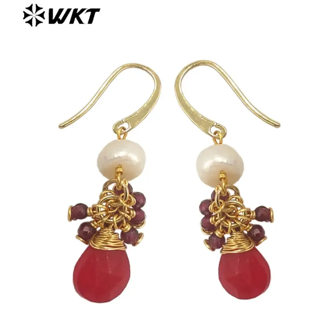

WKT-E722 WKT 2023 charming girl earrings gemstone&pearl hip hop party new sale earrings trend jewelry Accessories classy style