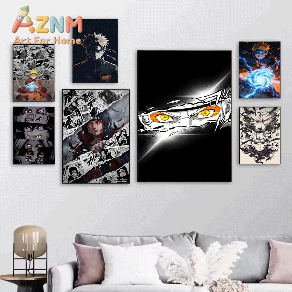 Anime Naruto Canvas Wall Art Naruto And Kurama Manga Burst Poster Unframed Canvas Painting Bedroom Living Room Home Wall Decor