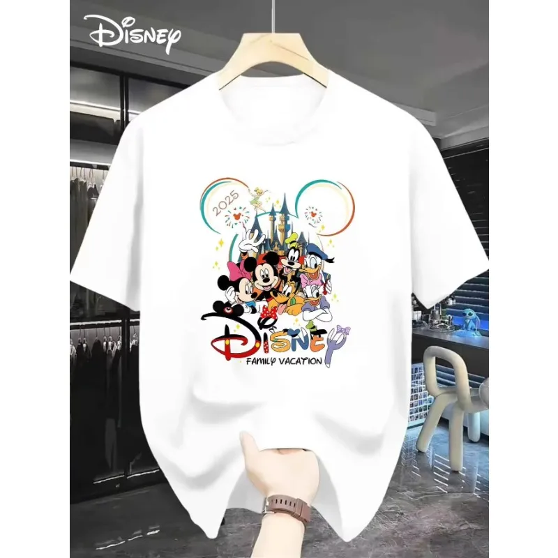 

Футболка с рисунком Микки и Минни Маус 2025, жаркое лето, спортивная футболка с короткими рукавами, мужские и женские уличные топы для пар
