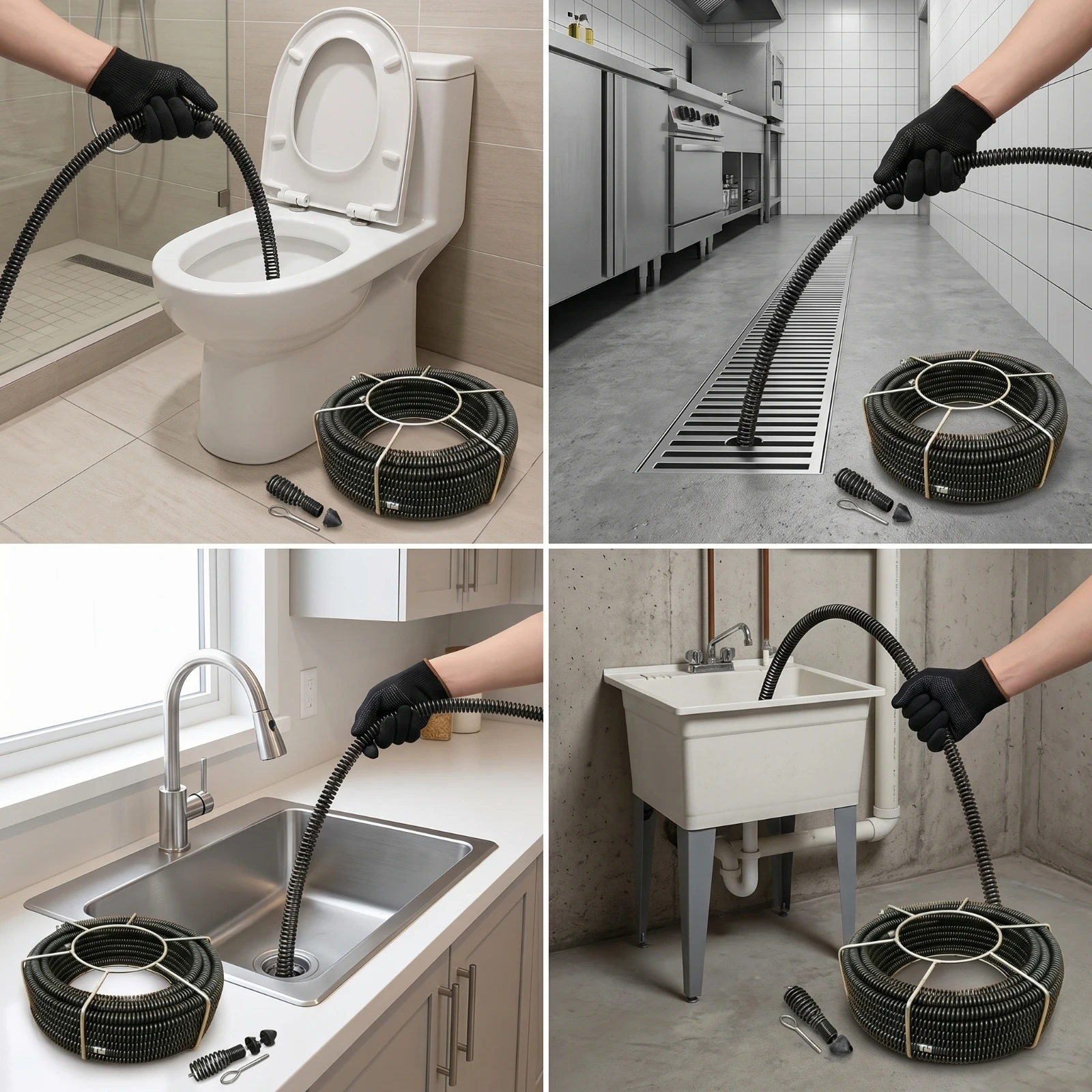 Obrázek 4: 4 kousky drén úklid jaro long-lasting drén úklid kabel bortit se unclogger pipe-safe nářadí lehko na použít pro homeowners
