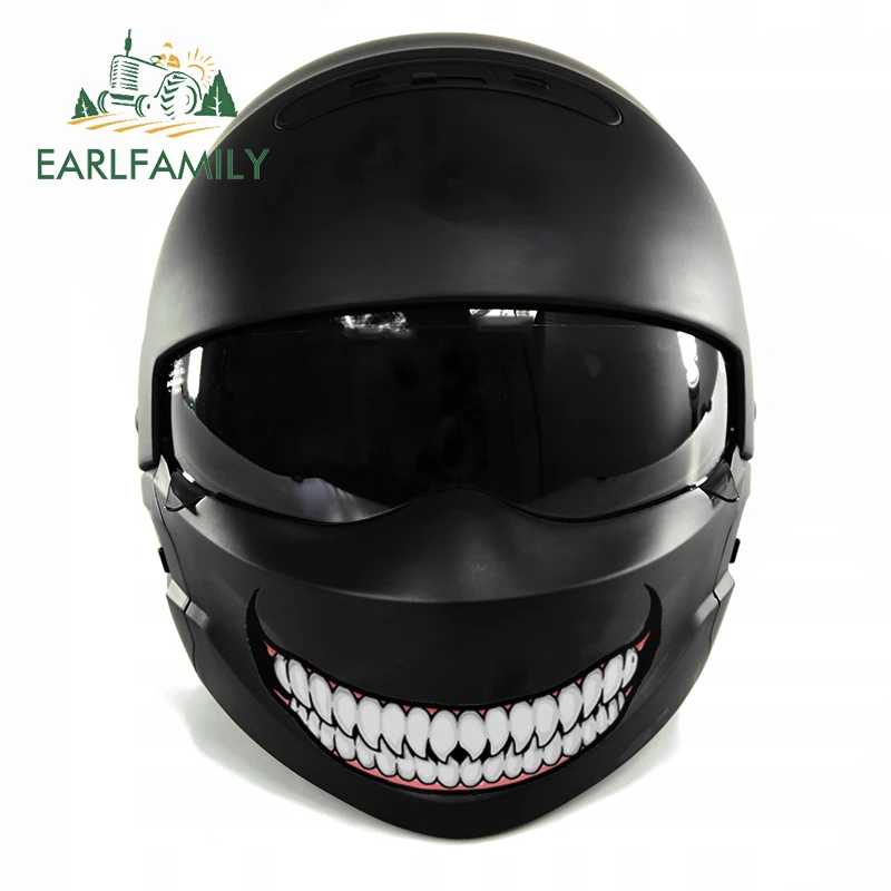 EARLFAMILY 13cm For Scary Devil Tooth Helmet Car Stickers RV JDM Motorcycle Decal Waterproof Camper Van Funny Car Accessories