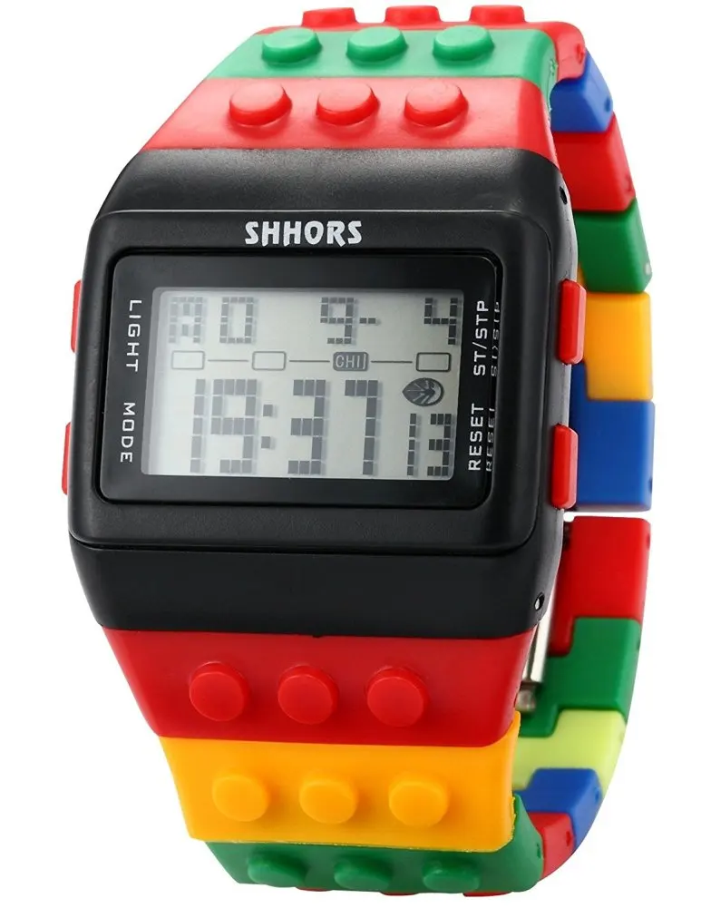 SHHORS Candy Rubber Digital Stopwatch Waterproof Men`s Ladies Sport Watch LED092