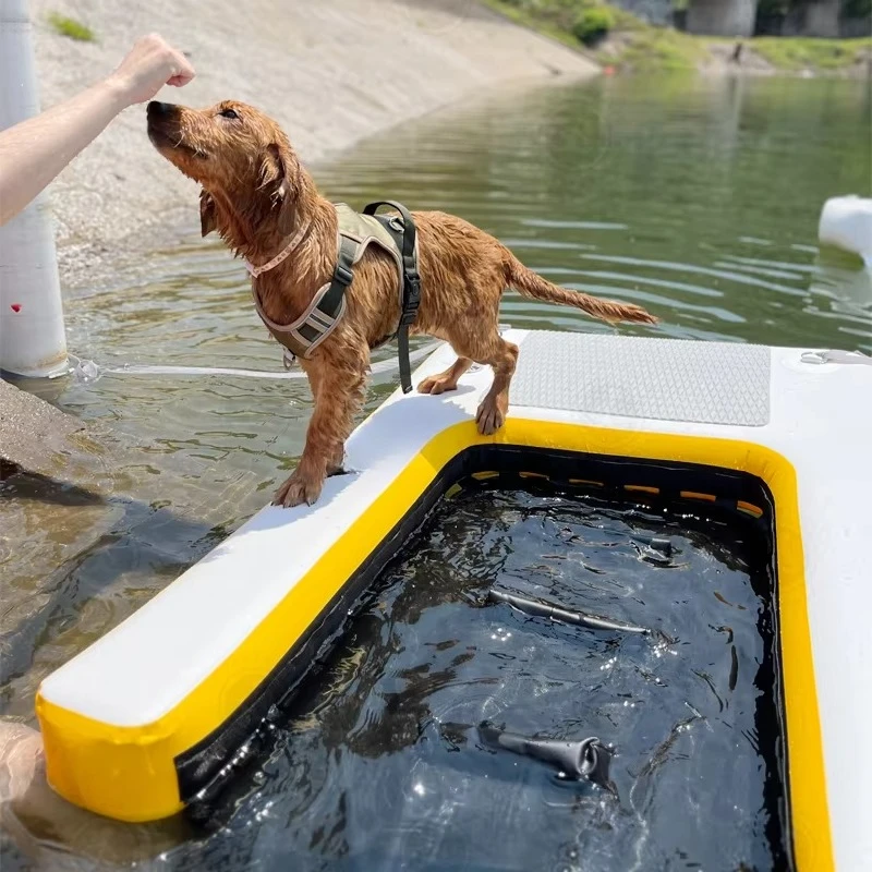 Flocking texture non-slip inflatable dog climbing mat pet safety inflatable ramp, suitable for outdoor vacation