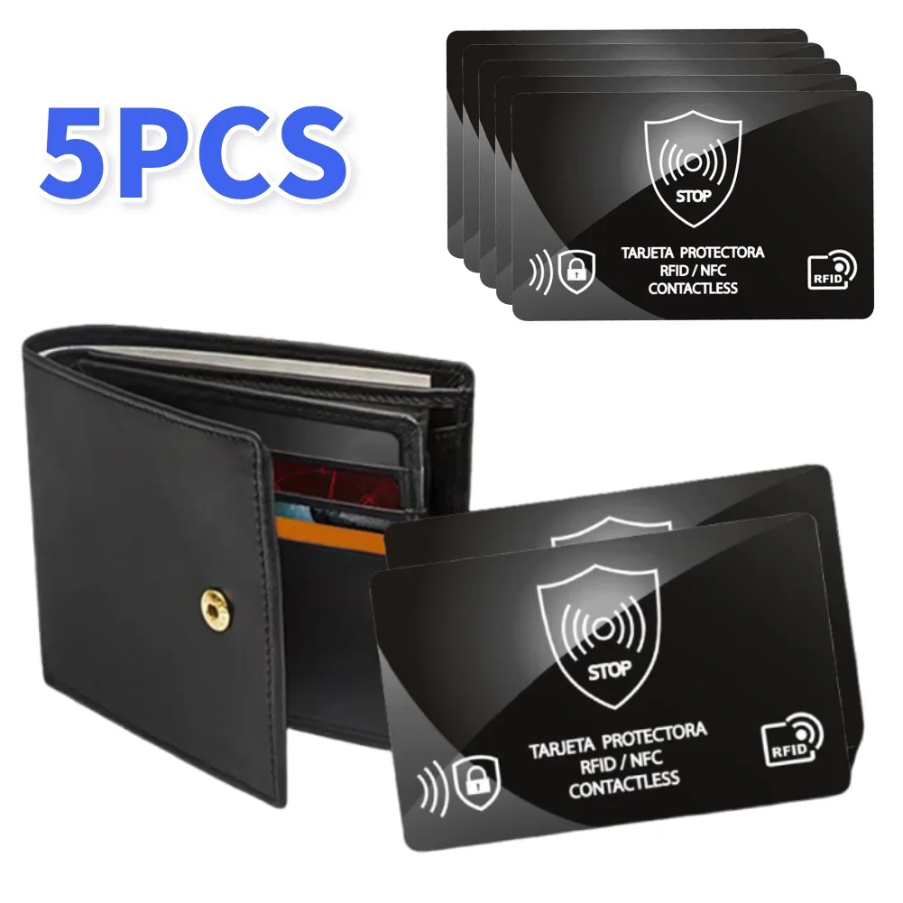 5 Buah Kartu Pemblokir RFID Satu Kartu Melindungi Seluruh Dompet Kartu Pemblokir Sinyal NFC Pelindung Kartu Kredit Portabel untuk Pria