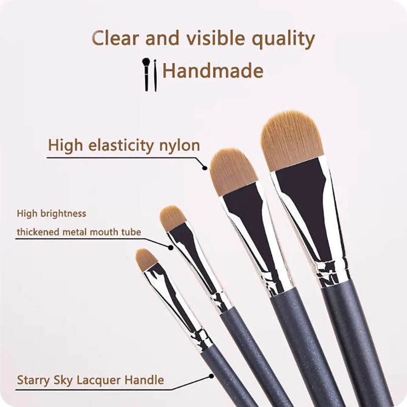 Platte ronde ultradunne foundation concealer make-upborstel Professionele contour vloeibare crème concealer make-up tool 4 soorten maten