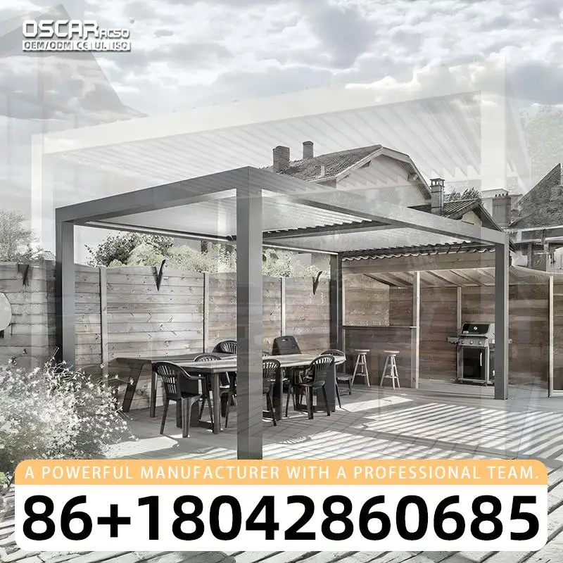 Modern Waterproof Outdoor Aluminium Motorized Pergola with Zip Screen for Patio Garden Backyard pergola