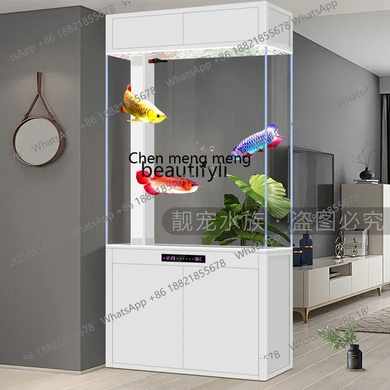 X  Fish tank partition screen household  floor-to-ceiling entrance ecological water-free bottom filter large glass aquarium