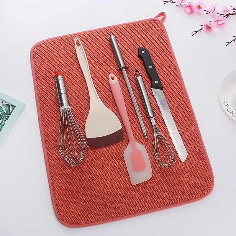 Dish Drying Mat In The Cabinet Mats Microfiber Absorbent Table Placemat Non Slip Heat Resistant Drain Pad