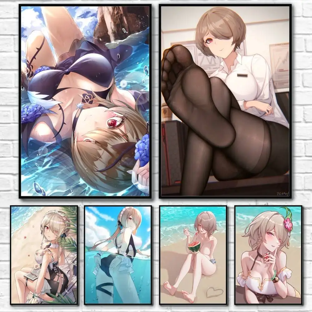 

Rita Rossweisse Honkai Impact Poster Home Living Bed Room Bar Hallway Sticky Wall Art Printing Waterproof Aesthetic Decor