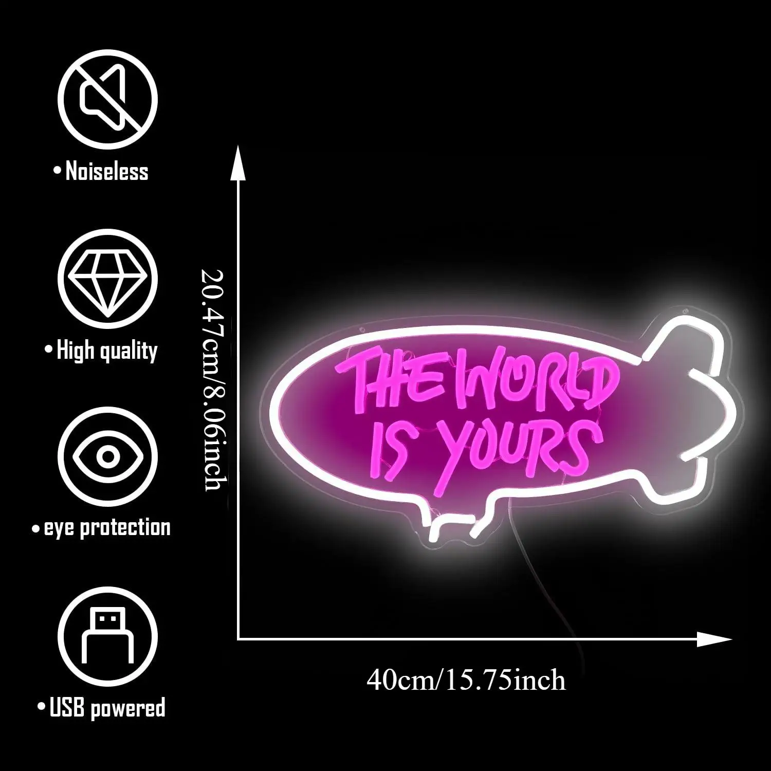 The World Is Yours Neon Signs for Wall Decor Airship Led Neon Signs for Bedroom Wedding Valentines Day Bar Club Decor Gift