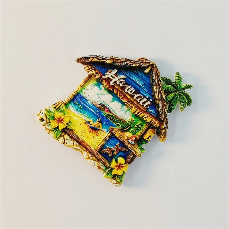 America，Hawaii，cottage，3D Stereoscopic，Tourism souvenirs，Resin painting，decoration home，collection，refrigerator magnets