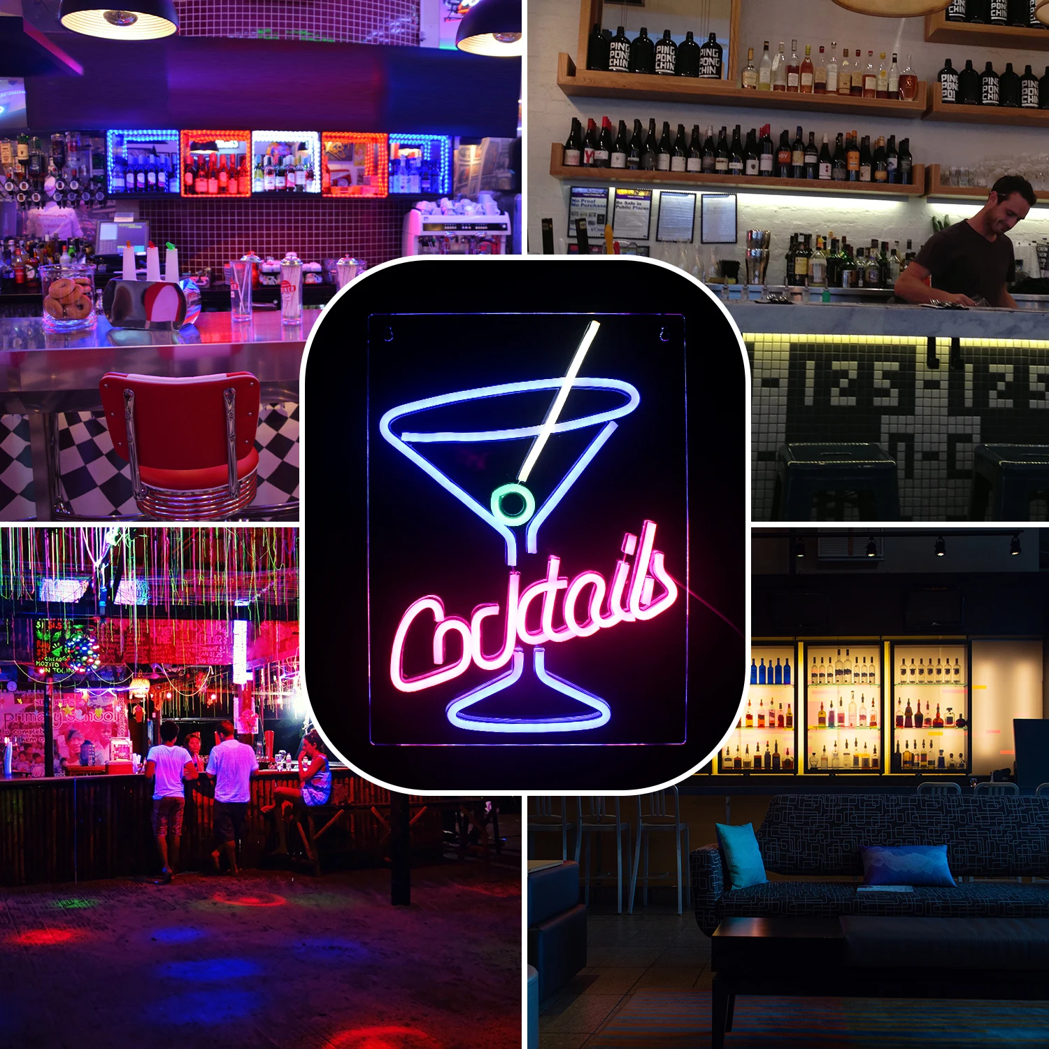 Lampu Neon LED Logo desain kreatif, lampu dinding seni gantung USB untuk rumah bar klub kamar tidur